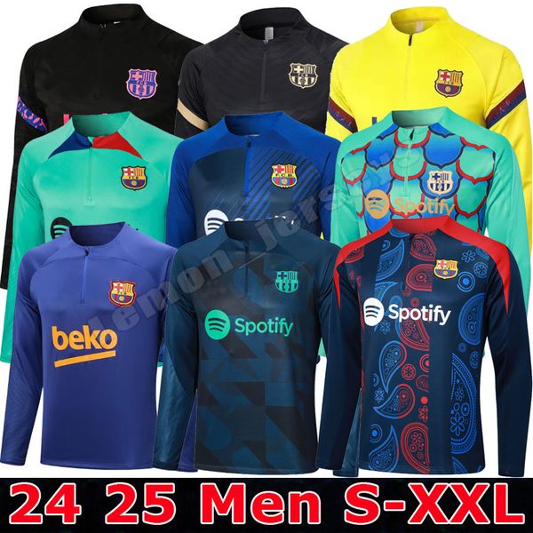 24 25 LAMINE YAMAL Men&#039;s soccer training 2024 2025 GAVI LEWANDOWSKI half-zipper long sleeve survetement foot chandal football tracksuit