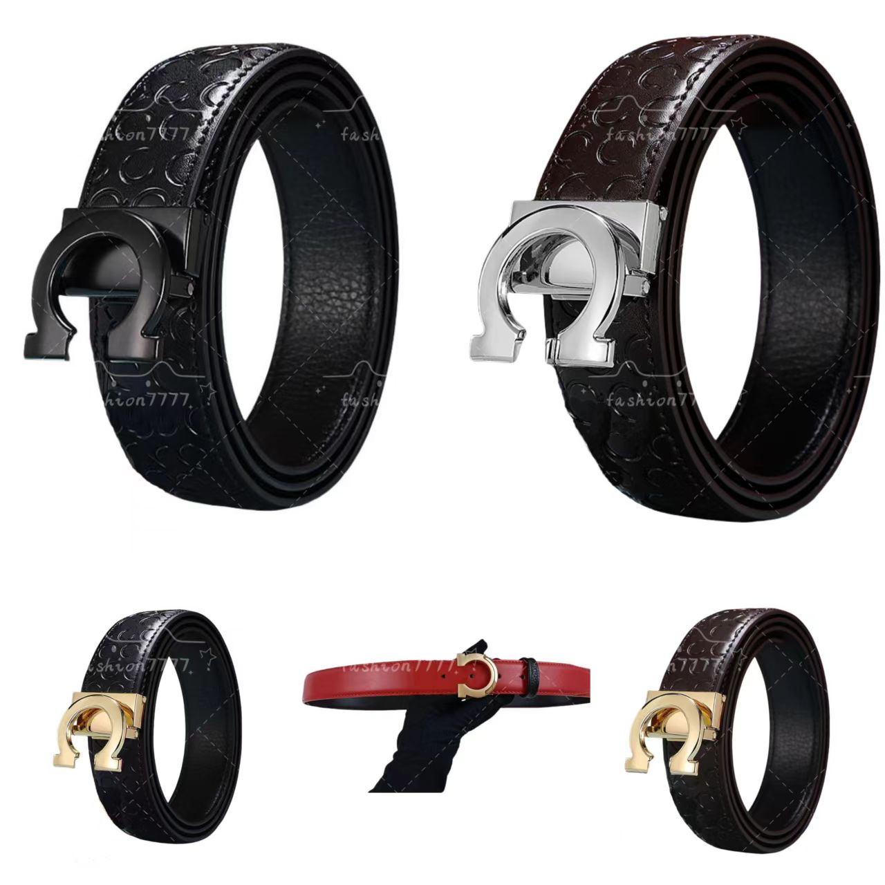Universal luxury designer belt for men gold belt buckle silver clasp black belt loop casual style with original box