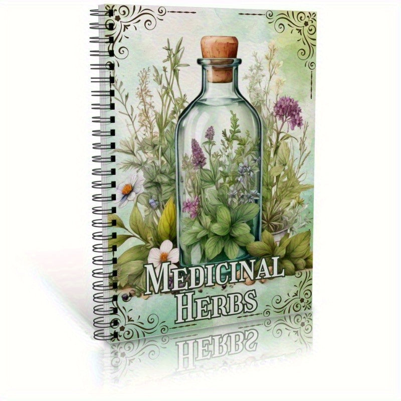 TEMU 1pc Herbal Handbook Study Planner - A5 Spiral Notebook With Botanical Illustrations, & Magic Uses Of Herbs, Plant Correspondences - For
