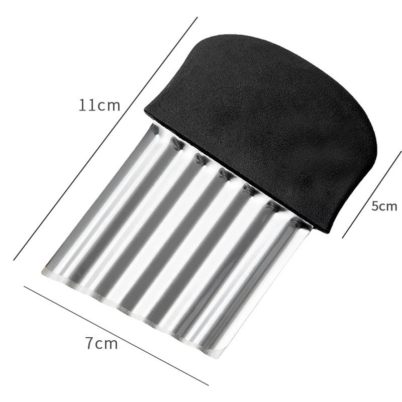 TEMU 1pc Stainless Steel Wavy Cut Vegetable Slicer & French Fry Cutter - Multifunctional Kitchen Tool For Potatoes, Carrots, - Effortless Slicing,