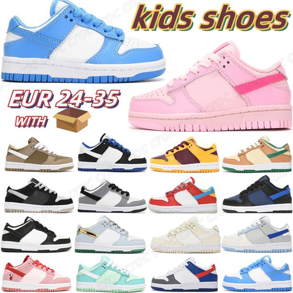 kids shoes sb casual panda triple pink university blue sneakers children Youth big boys girls size 24-35