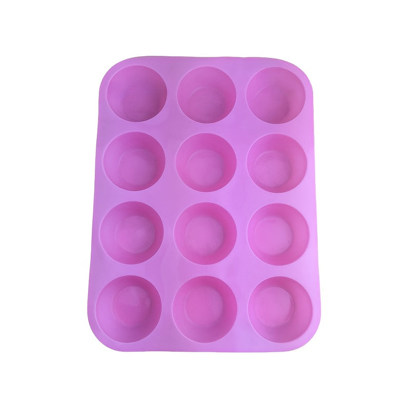TEMU 1pc Silicone Muffin Pan 12-cavity Cupcake Baking Mold, Oven Safe, Ideal For Puddings & Quiches, Kitchen Gadget For , Food-safe Silicone, Baking
