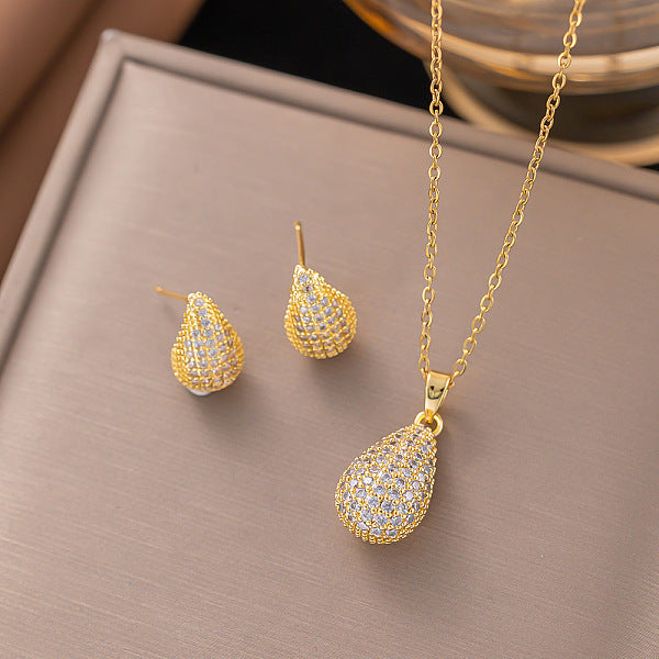 Conjuntos de pendientes y collares colgantes con micropavé de latón y circonitas cúbicas transparentes