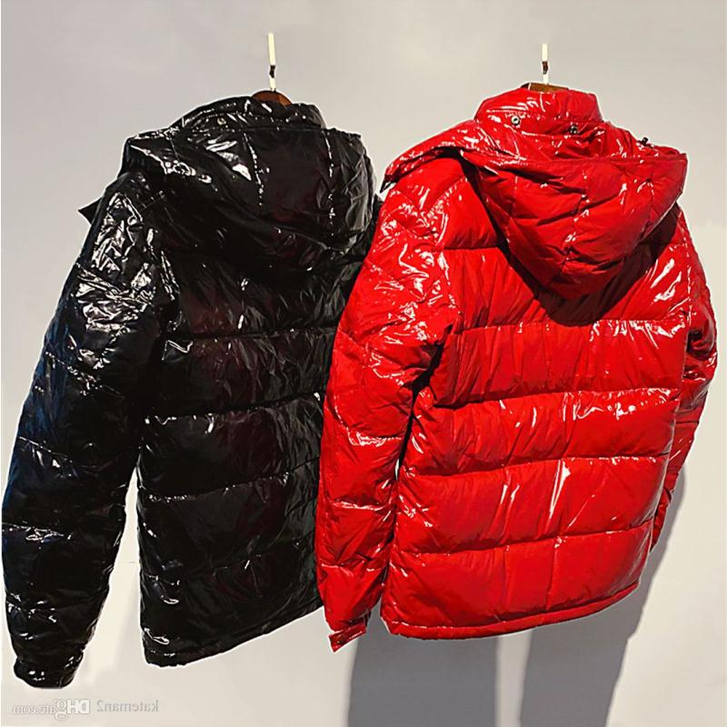 Mens black puffer jacket down parkas clothes padded quality coats outdoor keep warm outerwear cold protection badge decoration plus siz Iomi