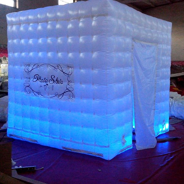 wholesale wholesale colorful 5x5x3.5mH (16.5x16.5x11.5ft) square wedding led inflatable photobooth inflatables cube tent with GBR bulb and 1