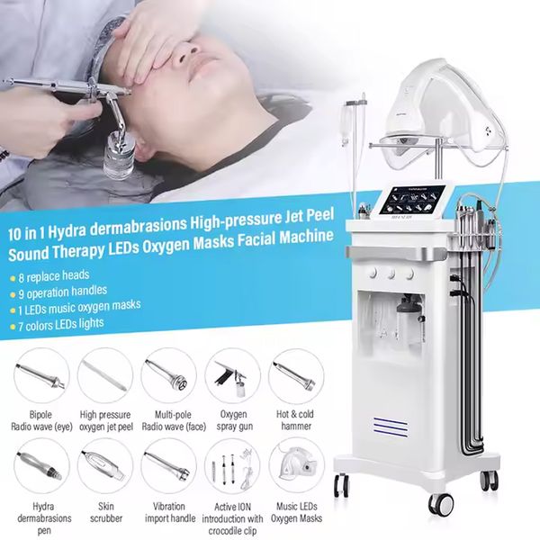 PDT Light Therapy 10in1 Hydra Dermabrasion Jet Peel Skin Rejuvenation Pore Shrinking Acne Treatment Machine