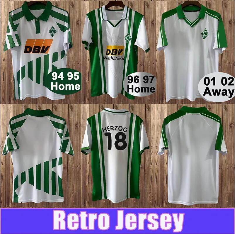 94 01 Werder Bremen Retro Mens Soccer Jerseys PFEIFENBERGER HERZOG AILTON ERNST Home Away Vintage Football Shirts Short Sleeve Uniforms