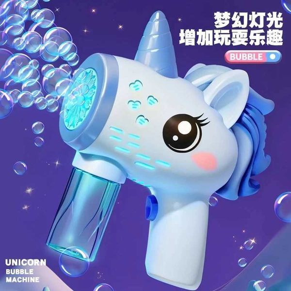 childrens electric bubble gun toy bubble machine automatic soap hair dryer with light outdoor parTY games newW240902