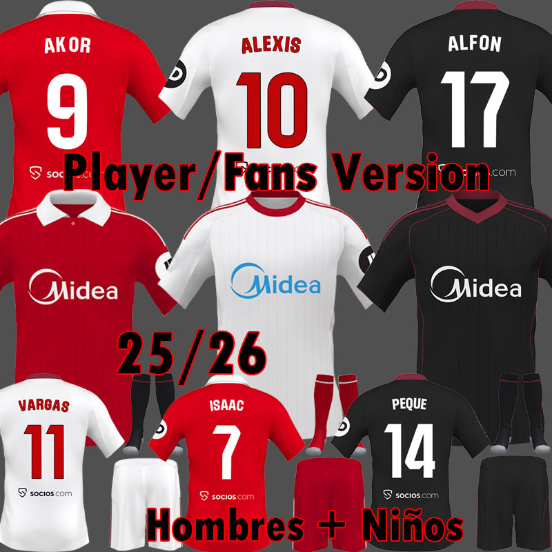 25 26 Sevilla FC soccer jersey SOW VARGAS ALEXIS football shirts PEQUE ISAAC EJUKE 2025 2026 AKOR GUDELJ Men kits Kids equipment
