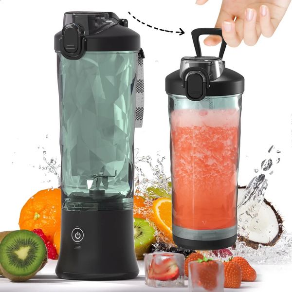 Portable Blender 600ML Electric Juicer Fruit Mixers 4000mAh USB Rechargeable Smoothie Mini Blender Personal Juicer colorf 240725