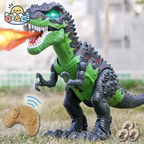 Grandes dinossauros de spray Tyrannosaurus RC Animal com Robô de som leve Modelo de caminhada eletrônica Crianças Toys para Kid Gift Xmas 25