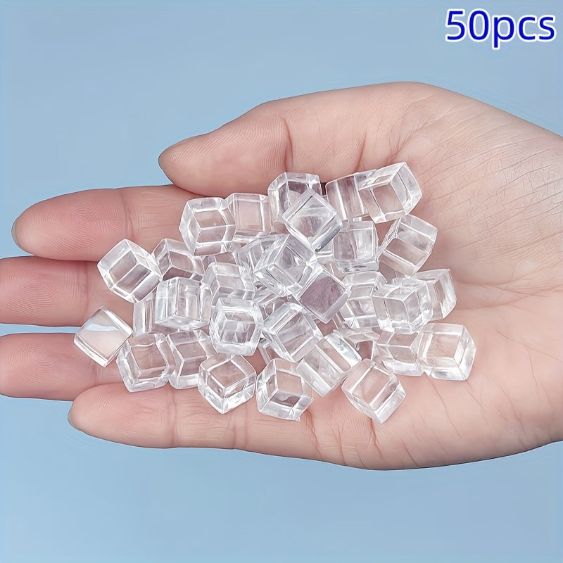 TEMU 50pcs Clear Acrylic Ice Cubes - Transparent Decorative Beads For Photography Props, Vase Filler, Wedding Centerpieces, Kitchen & Party