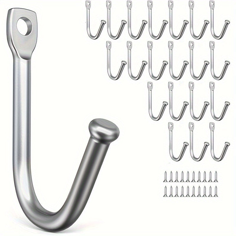 TEMU A Set Of 40 Golden Wall Hooks With 20 Hangers And 20 Screws, Suitable For Towels, Keys, Coffee Cups, Hats, Pet Leashes, And Other Household