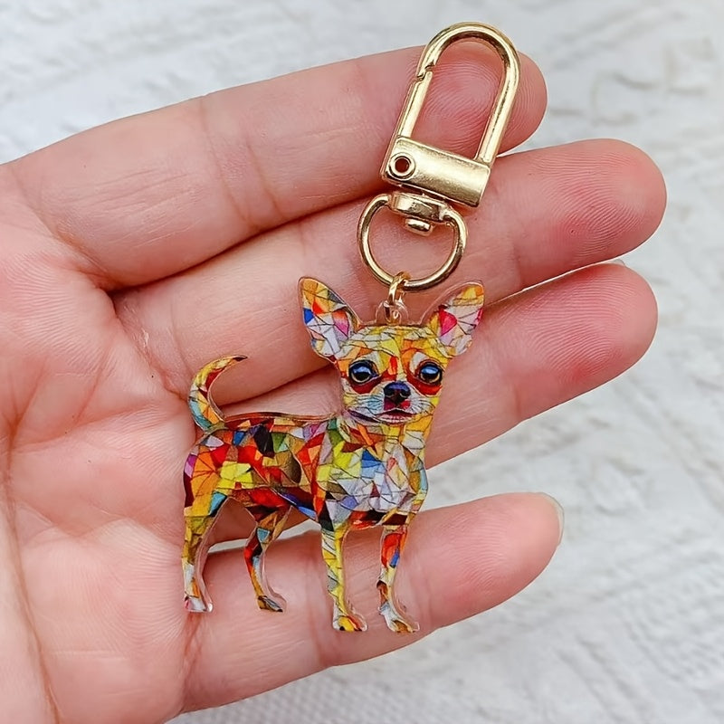 TEMU Acrylic Dog Keychain & Pendant - Accessory For Backpacks, Cars & Decor