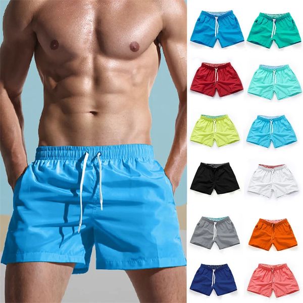 Mens Swim Trunks with Side Pockets Summer Casual Solid Color Beach Shorts Quick Dry Lightweight Board Swimwear Swimsuit 250122