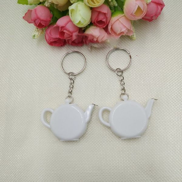Party Favor Love Is Brewing Teapot Plastic Measuring Tape Keychain Portable Mini Key Chain Wedding Christmas Gift dh658