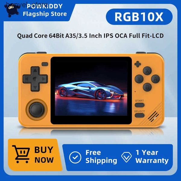 Portable Game Players Powkiddy RGB10X 3.5-inch portable video game player 2024 new retro handheld game console childrens gift L240910
