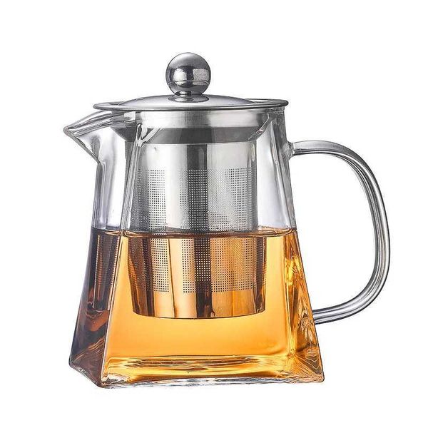 Heat resistant teapot with stainless steel transparent fair cup chahai handmade Chinese tea cup teapot with handle X240913