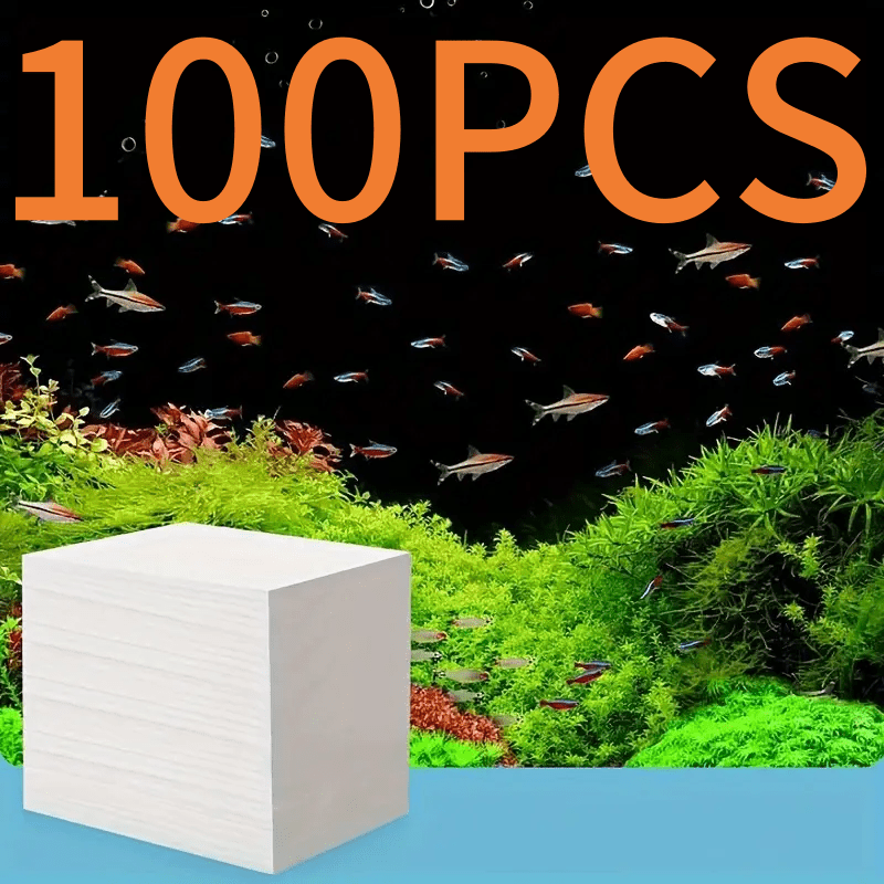 TEMU 100pcs Of Aquarium Color-absorbing Paper, Special Material For Removing Yellow And Green Water Stains, Aquarium Filter Cloth, Water Paper, Water