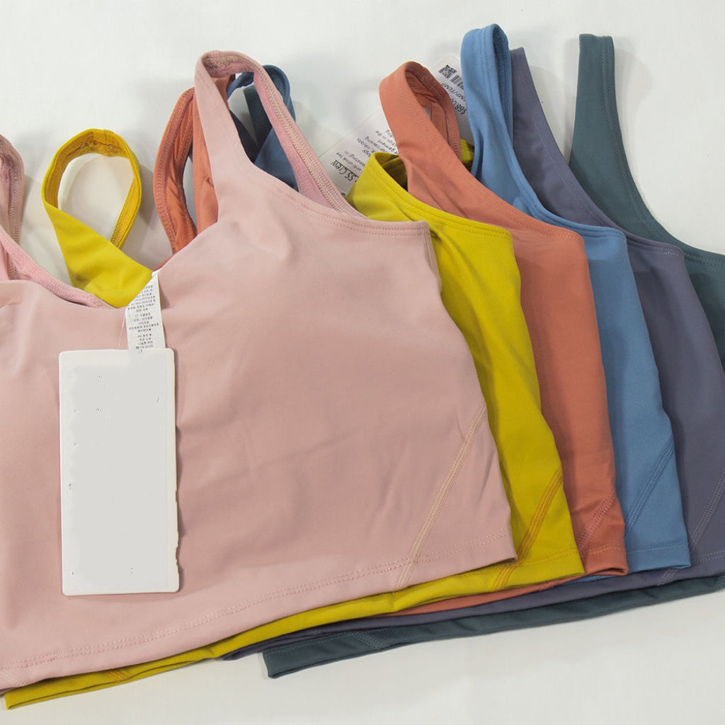 top Women&#039;s Yoga Bra lingerie Summer U-shaped No Steel Ring Built-in Chest Pad Sports Bra for Women Gym Sleeveless Fitness Yoga Fashion Tank To