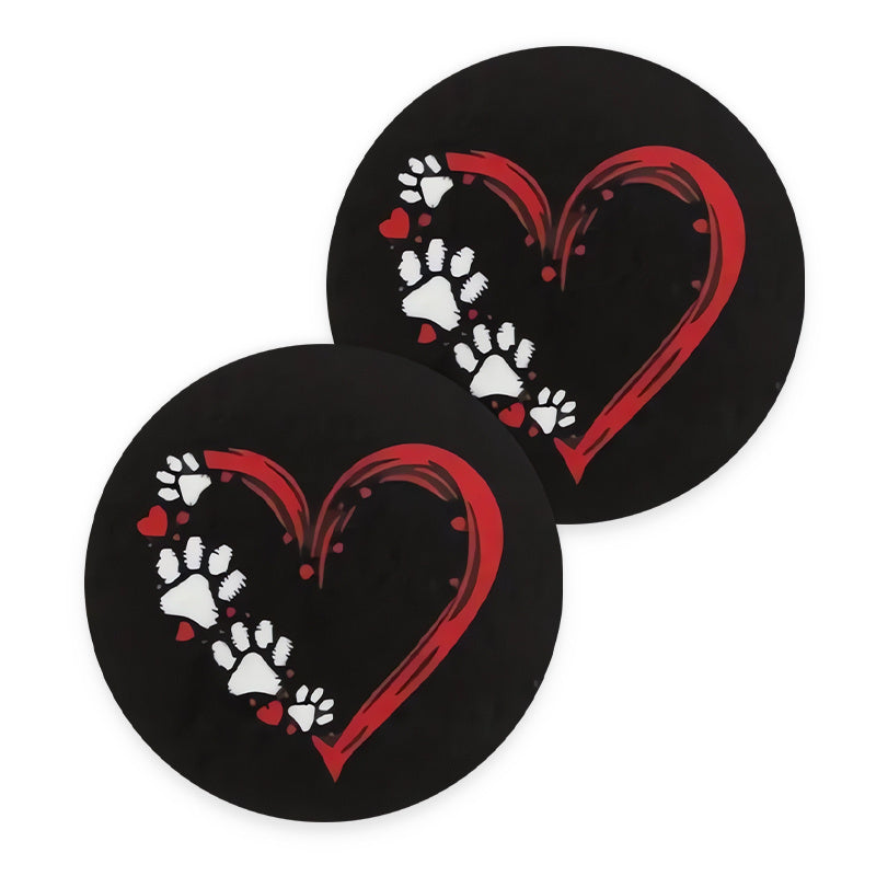 TEMU 2pcs Car Coasters, Paw Print & Red , Anti-slip & Thermal Insulation, For Car, Bar, Cafe, Office Desk, Car Interior Decor, Desktop Accessory