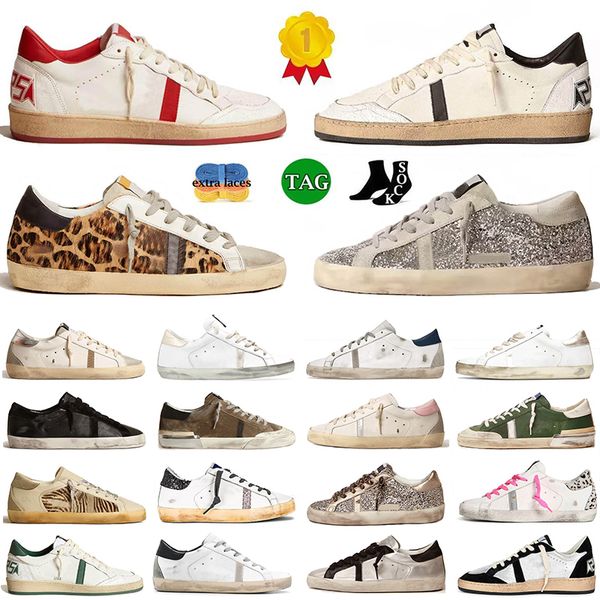 Low Top Designer Leather Sneakers Casual Shoes Womens Fashion Stars Pink Sier Glitter Dirty Old Platform Loafers Luxury Men Trainers Jogging