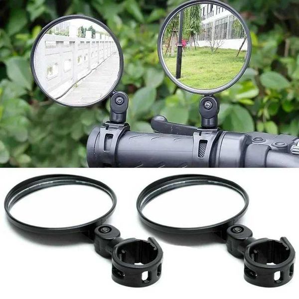 -2PCS Adjustable Rotating Bicycle Rear View Mirror Wide Angle Convertible Bicycle Handle Rear View Universal MTB Road Bicycle Accessories W2