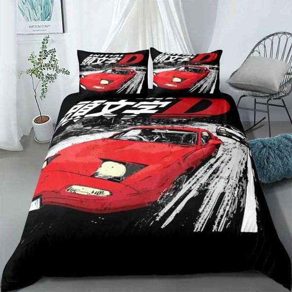 Initial D Comics Duvet Cover Set EU Single Double King US Twin Full Queen Size Bedclothes X250203