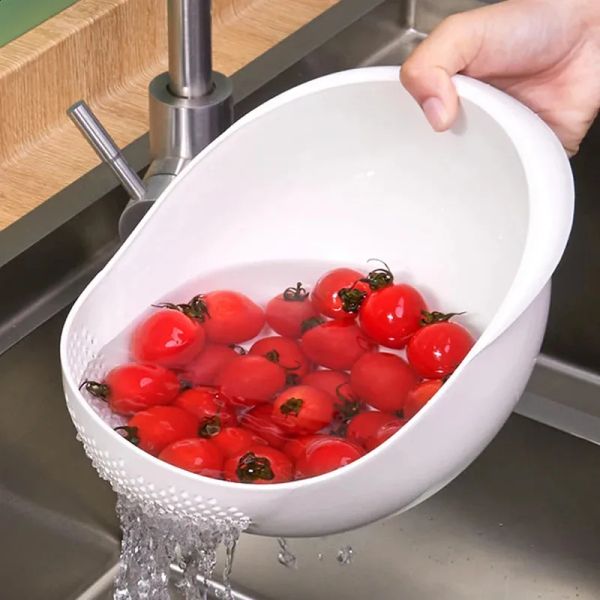 Rice Sieve Plastic Colander Kitchen Drain Basket with Handles Rice Bowl Strainer Basket Sink Drain Kitchen Tool