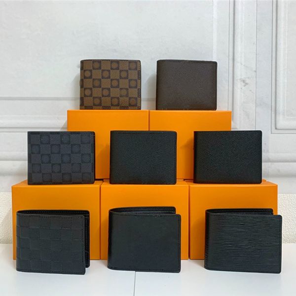 Mens Designer wallet women purse High quality fashion short plaid Wallets Complete set of original box 8 colors card Holders LB121