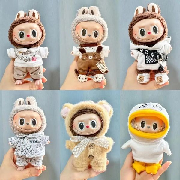 17cm Mini Plush DollS Clothes Outfit Accessories For Korea Kpop Exo Labubu Idol Dolls Couple College Street Sweater Clothing 241030