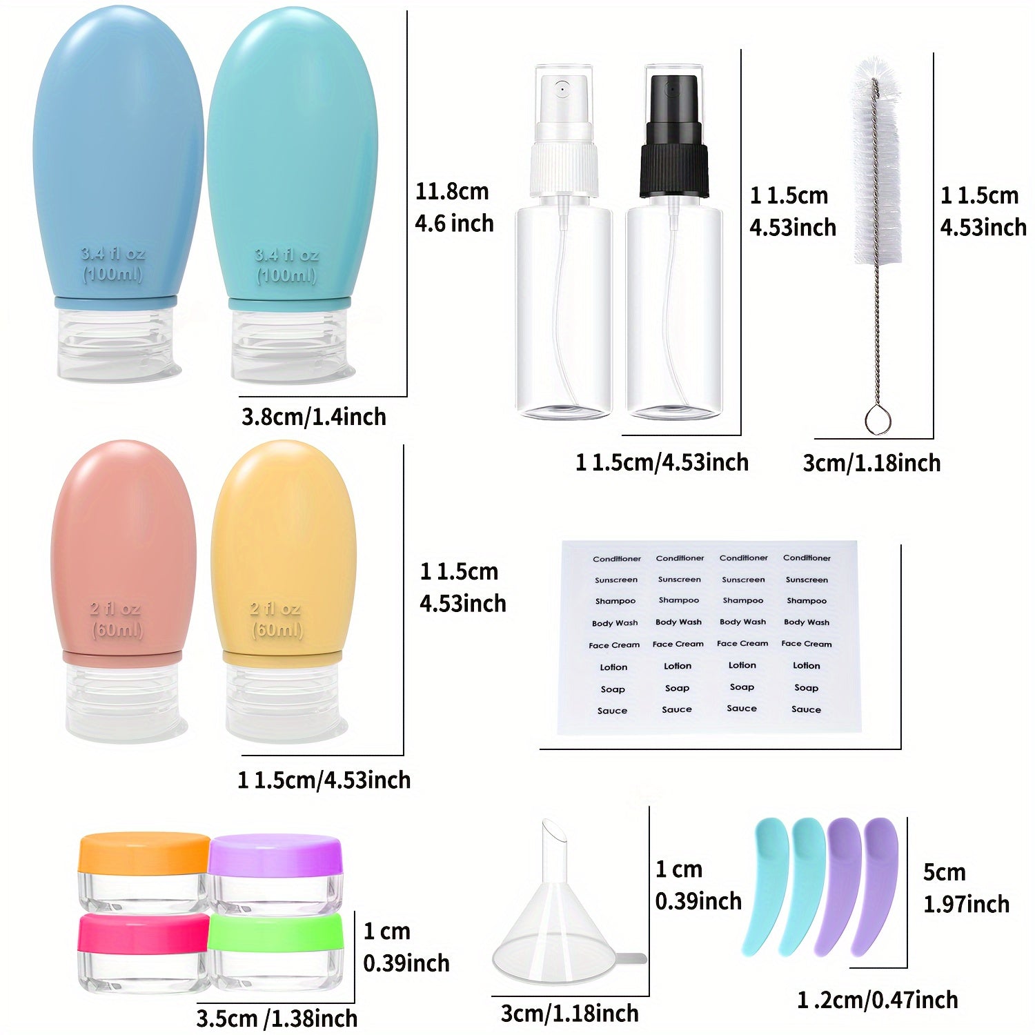 TEMU 17pcs Travel Bottles Set For Toiletries, Squeezable Silicone Bottles, Travel Essentials For Shampoo Conditioner Lotion Face Cream, Toiletries