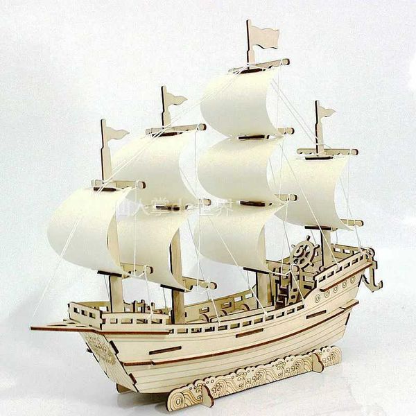 3D Wooden Puzzle Ming Merchant Ship Jigs Building Blocks Model DIY Sailing Boat Kids Toys For Children Gift Home DecorationXJ241218