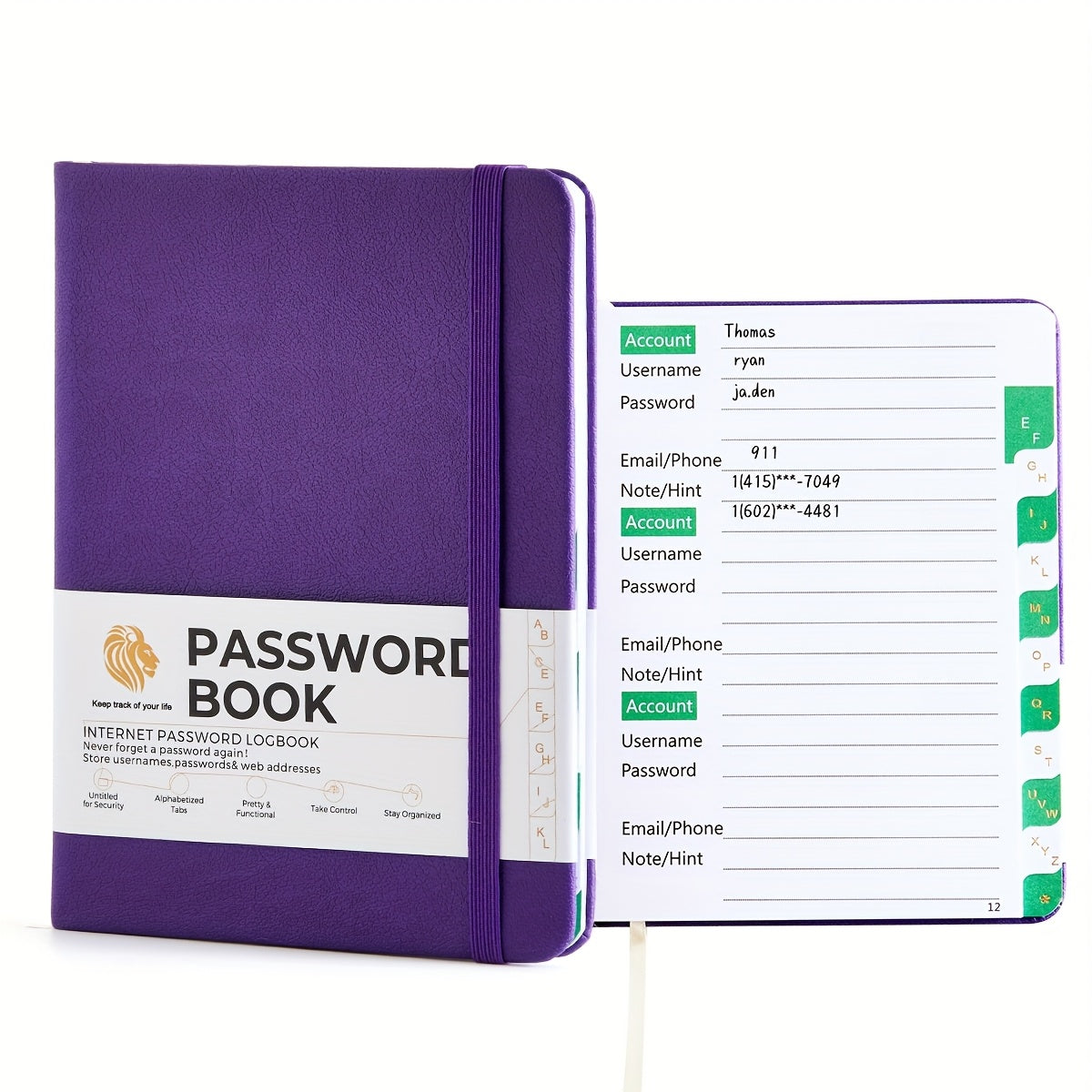 TEMU Password Book With Alphabetical A-z Tabs - Turquoise Cover, Organizer With Internet Address Manager, Secure Login Logbook - Compact A6 Notebook