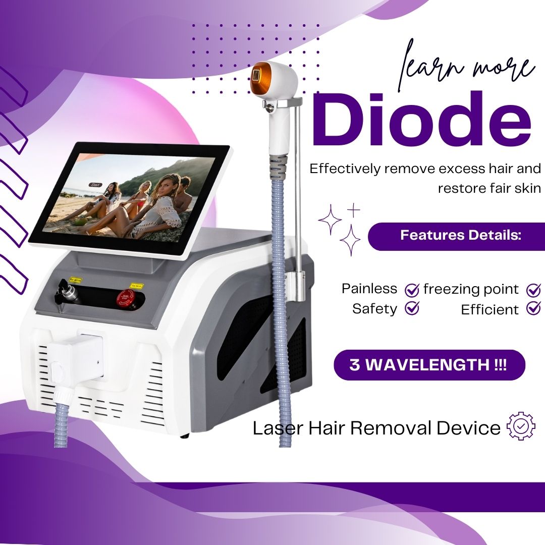 808nm Diode Laser Hair Removal Equipment Triple Wavelength Professional Painless Permanent Hair Removal Machine For Salon Or Clinic Treatments