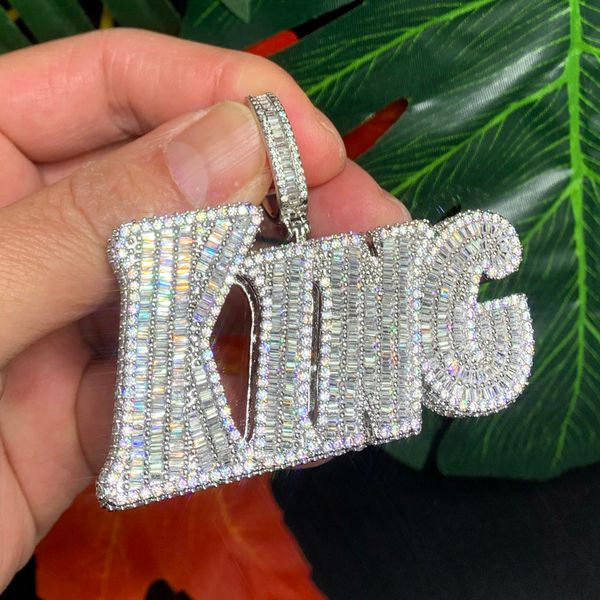 luxury- Iced Out Bling Cz Letter KING Pendant Chain Necklaces for Women Men HipHop Party Fashion Male Jewellery
