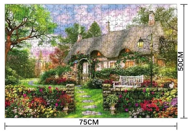 Puzzles 75*50cm Adult 1000 Pieces Paper Jigs Puzzle English Cottage Beautiful Landscape Paintings Stress Reducing Toys Christmas Gift