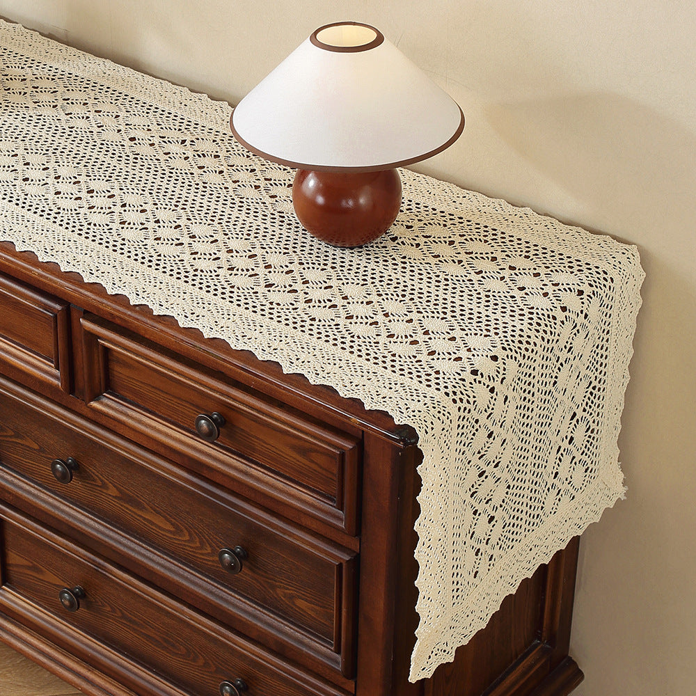 Table flag home bedside table TV cabinet dining sideboard drawer cabinet hollow cotton thread crochet cover cloth PD9K01