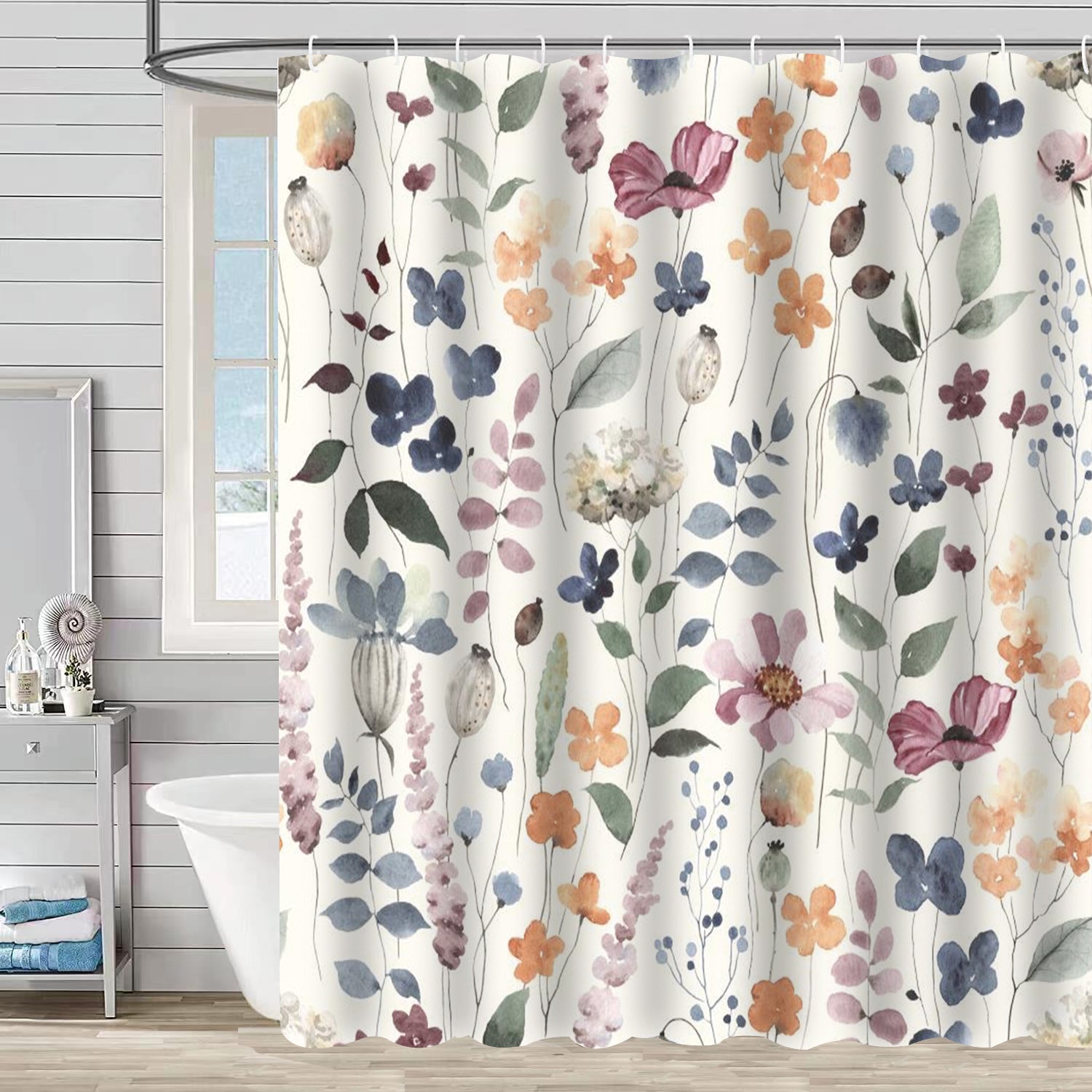 YL-37248 Waterproof Shower Curtain 3D Printed Tropical Jungle Plant Leaves and Flowers Season Polyester Shower Curtain with Hook