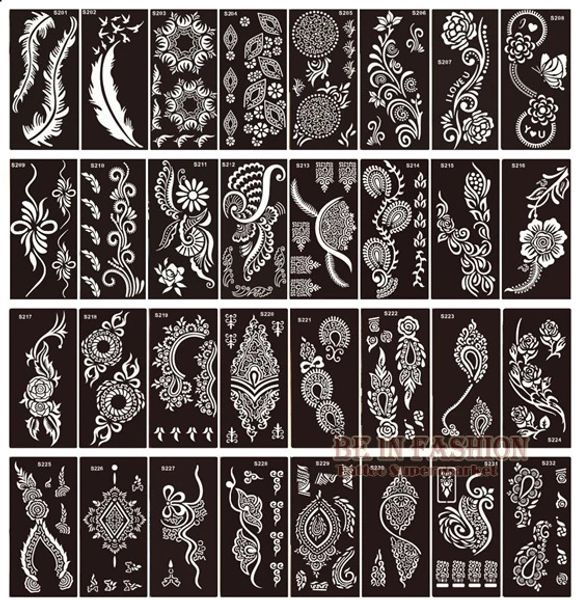 50 pieces-batch of nail art tattoo templates used for body painting glitter tattoo templates hand and foot Indian Arabic boards 241118