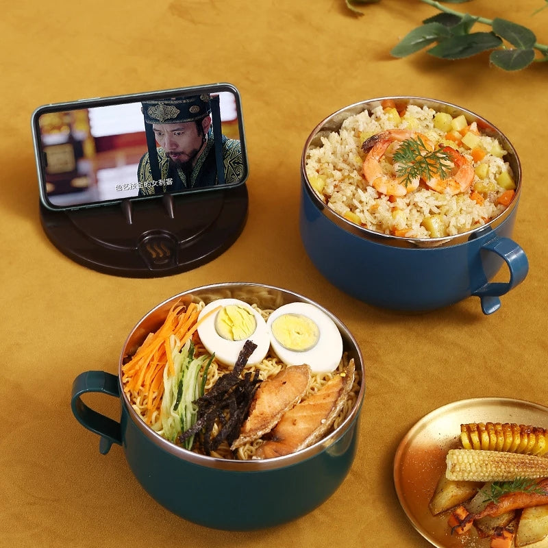 SUS 304 Bowls Ramen Bowls 1300ML Soup Bowls Cereal Bowl Fruit Bowls Noodle Bowls for Home Kitchen Blue Green