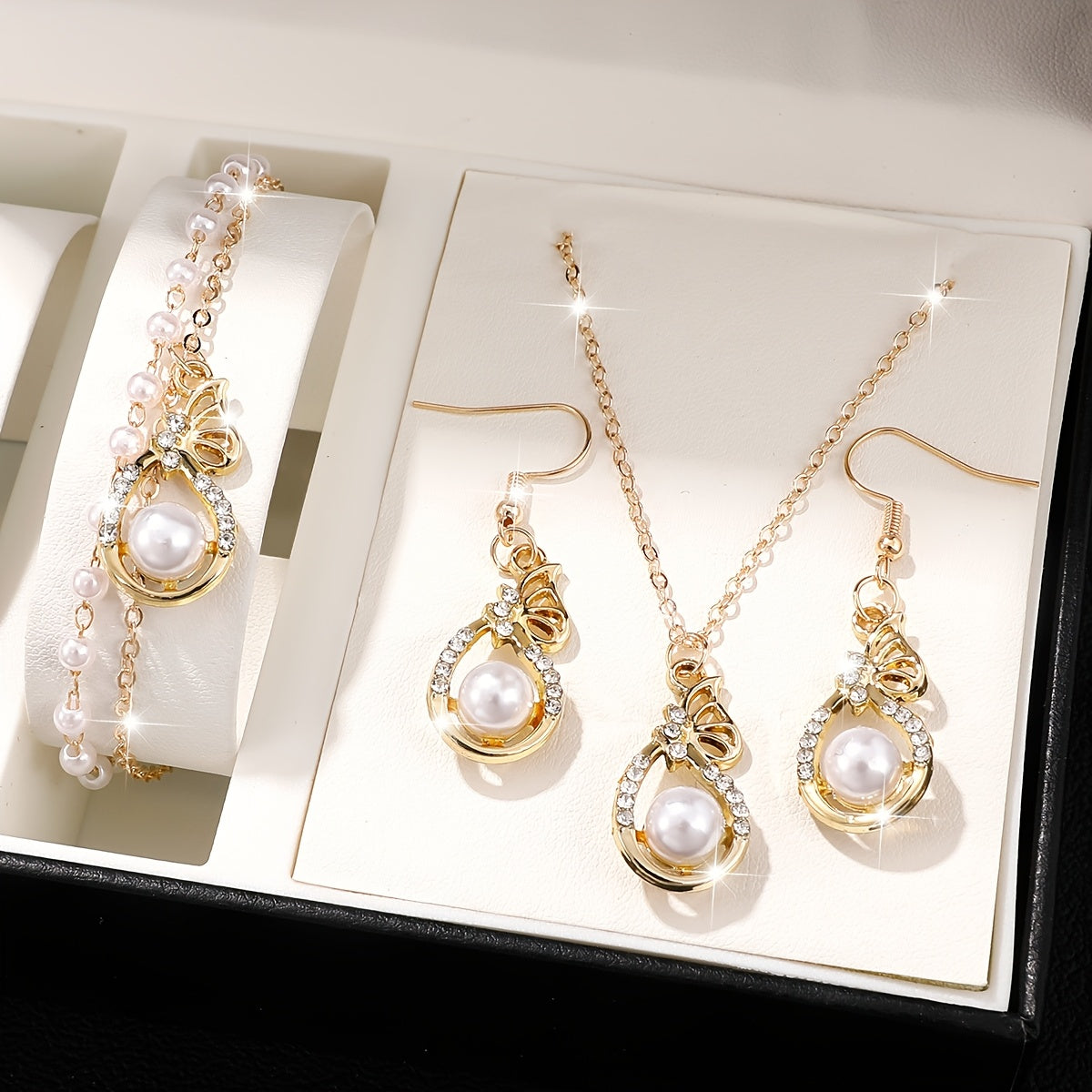 TEMU 4pcs Bohemian Jewelry Set, Alloy Pendant Necklace, Earrings And Bracelets With Resin Decoration, Suitable For And Gift , Christmas