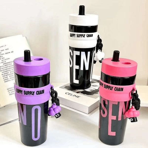 Summer Large Capacity Heat-Resistant Straw Outdoor Coffee Mug for Girls