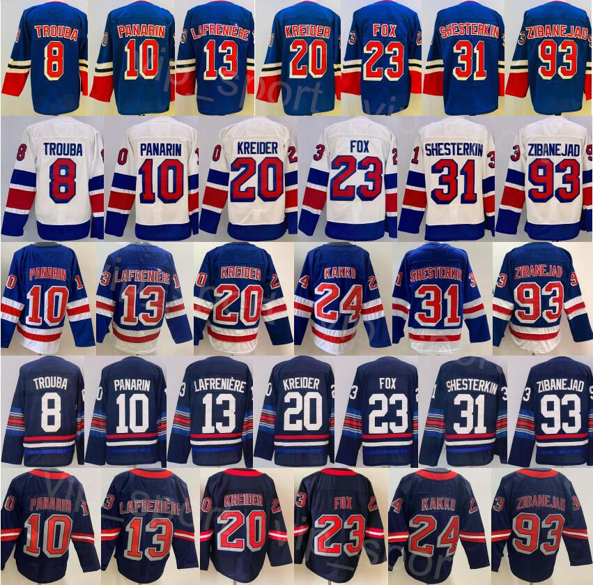 Stadium Series 2024 Hockey 8 Jacob Trouba Jersey Man Reverse 20 Chris Kreider 23 Adam Fox 31 Igor Shesterkin 13 Alexis Lafreniere 10 Artemi Panarin
