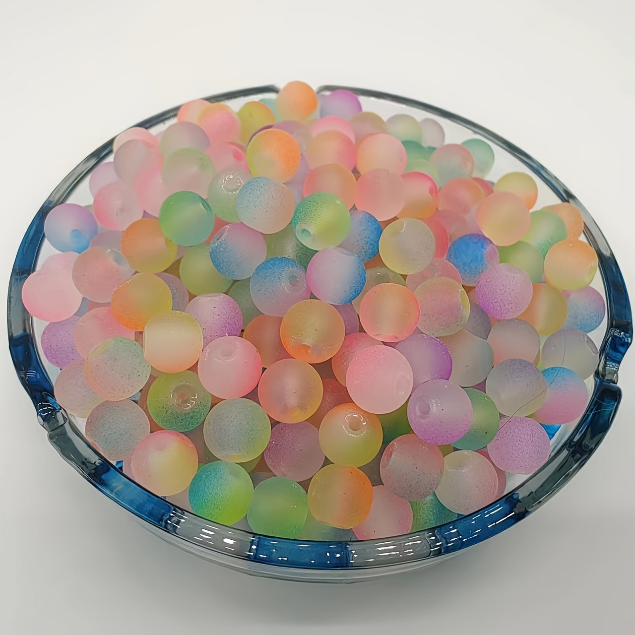 TEMU 200pcs Frosted Glass Beads 8mm With Holes, -the-dark, For Diy Bracelets, Necklaces, Earrings, And Jewelry Making