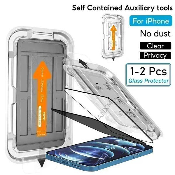 1-2Pcs Privacy Tempered Glass For iPhone 14 15 Plus 13 12 11 Pro Max Screen Protector Anti spy Dust free Installation With EasyT250115