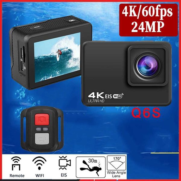 Q6S action camera high-definition 4K-60fps 24MP WiFi 2-inch IPS Sn170D underwater 30M anti shake with 386 lens video camera Y241211