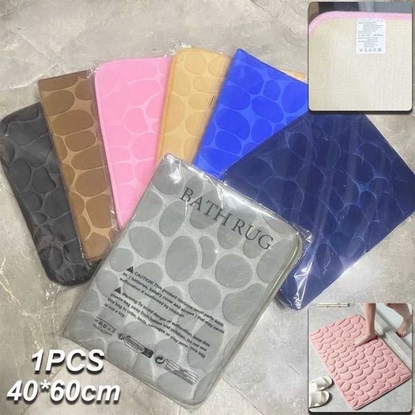 1pcs Carpet Cobblestone Embossed Bath Mat Non-slip Bathroom Rug For Home Living Room Bathtub Shower Room Memory Foam Foot MatsM240816