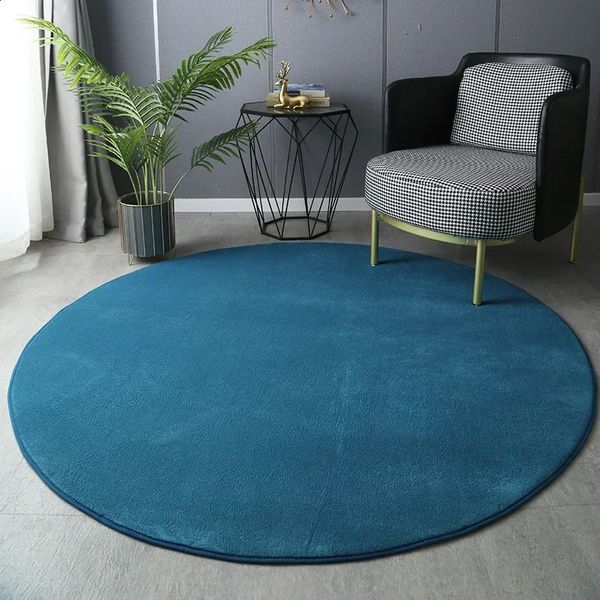 Japanese Coral Velvet Living Room Circular Carpet Bedroom Floor Mat Door Bathroom and Kitchen Area 240827
