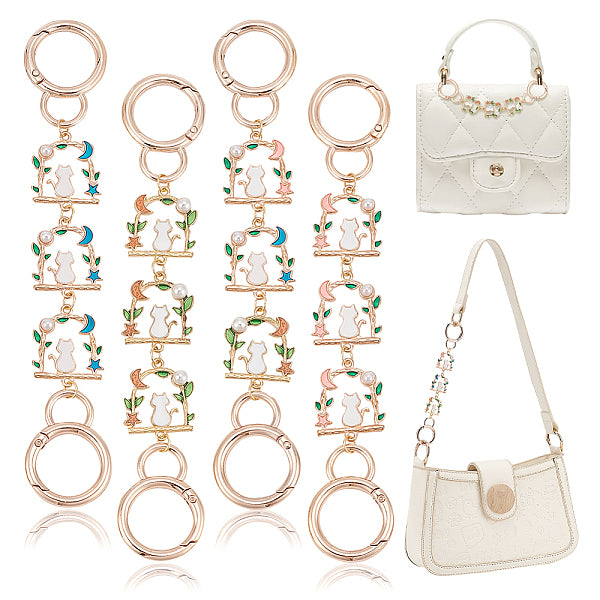 Cat with Swing Alloy Enamel Link Purse Strap Extenders